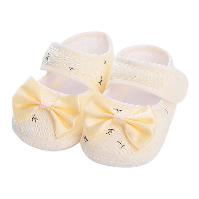 Splozh Baby Barefoot Shoes Boy Spring and Fall Children Toddler Shoes Girls Floor Sports Shoes Solid Color Bow Hook Loop Simple and Comfortable ,12-15 Months