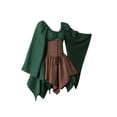 thumbnail image 3 of Liacowi Women Vintage Splicing Dress Medieval Victorian Corset Dress Irregular Tie-up Flare Sleeve Tunic Midi Dress, 3 of 7
