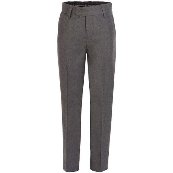 RGM Boys Dress Pants - Hidden Expandable-Waist Flat-Front Skinny fit Slacks - Poly Rayon By Giovanni Uomo Grey 8
