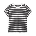 thumbnail image 4 of Abomasnow Women's Basic T-Shirts Striped Short Sleeve Crew Neck Tops Casual Soft Breathable Loose Fit Tee Shirts, 4 of 7