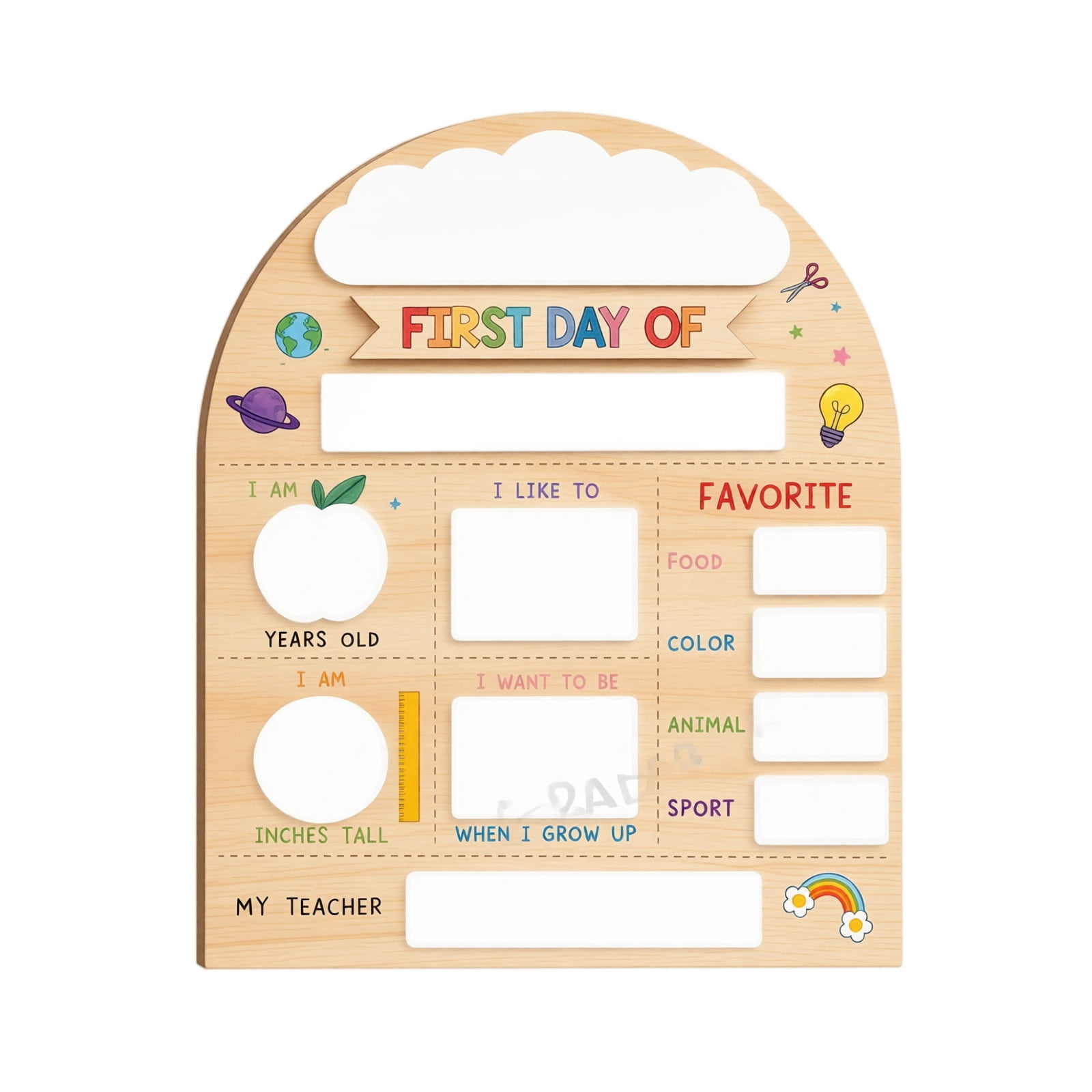 School Sign DIY Blank Wooden 1 Pack Reusable Arched First Day and Last Day of School Memory Board for Kids Back to School Graduation Keepsake Photo Prop to Record Children s Growth Milestones
