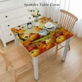 thumbnail image 2 of WYYP Autumn Square Elastic Fitted Tablecloth, Fall Pumpkin Maple Leaves Elastic Edged Table Cover, Dust Proof Washable Tablecloth for Family Picnic Party Use White, 2 of 7