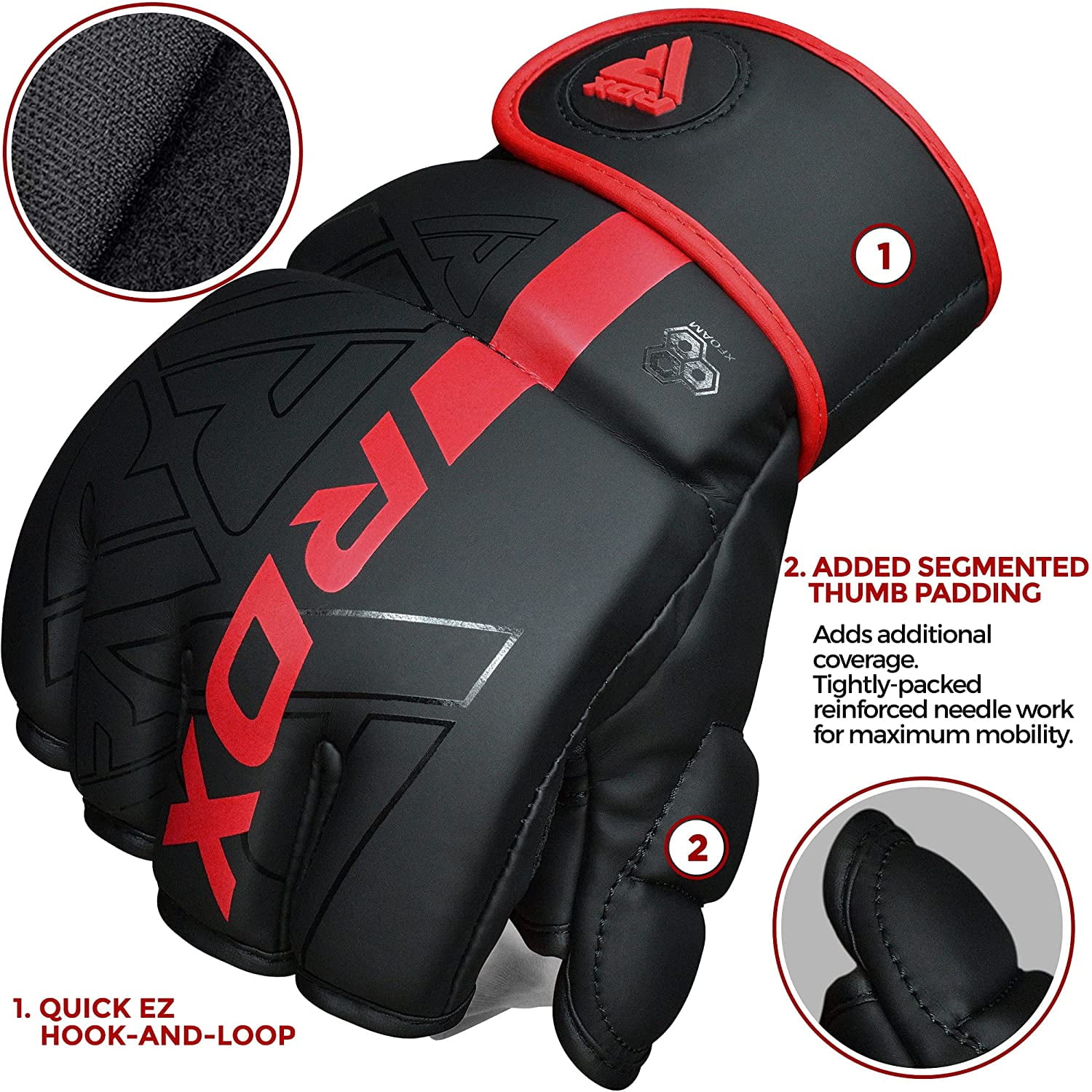 RDX MMA Boxing Gloves Grappling Sparring, Pre-Curved Martial Arts Mitts, Ventilated Palm, Maya Hide Leather KARA, Red, Small