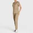 thumbnail image 5 of MLQIDK Khaki Scrubs Sets for Women Plus Size Nursing Uniforms Petite V Neck Scrub Pants and Tops Scrub Joggers Medical Scrub Sets with Pockets Khaki M, 5 of 5