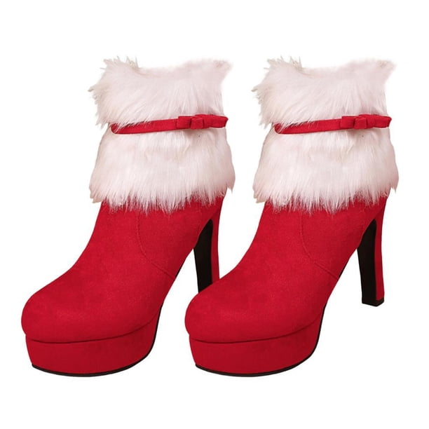 Botines de gamuza para mujer, zapatos de plataforma para fiesta de Navidad, vestido informal 38