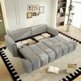 thumbnail image 6 of TICOZE 90.2" King Size 3-in-1 Convertible Sleeper Sofa Bed, Modern Light Grey Teddy Fabric 4-Seater Couch with Storage Chaise and Casters for Living Room, Office and Apartment, 6 of 10