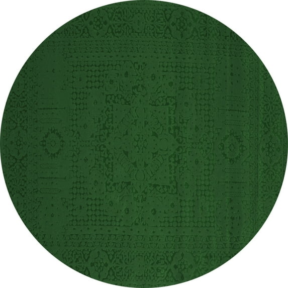 Ahgly Company Indoor Round Abstract Emerald Green Contemporary Area Rugs, 6' Round