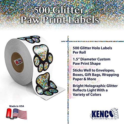 Pegatinas de Animales con Huellas- 500 Etiquetas Adhesivas de 1.5", Huellas de Perro para Kenco Kenco