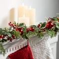 thumbnail image 3 of 72"L Sullivans Artificial Jingle Bell Holly Pine Christmas Garland, Green-Red, 3 of 6