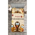thumbnail image 3 of Ambesonne Turkey Quilted Bedspread Set 2 Pcs, Happy Thanksgiving Wording, Twin Size, Multicolor, 3 of 3