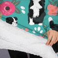thumbnail image 3 of Oversized Wearable Blanket Hoodie,Border Collie Dog and Flower Florals Sherpa Blanket Hoodie with Super Pockets,Super Warm Fuzzy Pullover for Women & Men, 3 of 6