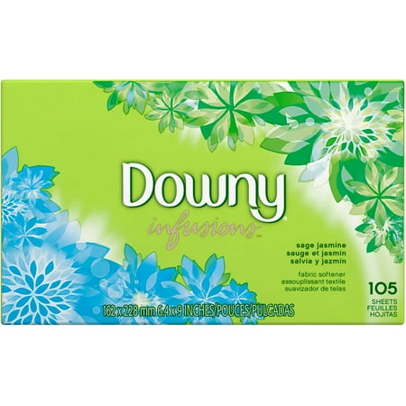 Downy Ultra Infusions Sage Jasmine Fabric Softener Dryer Sheets, 105 count