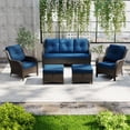 thumbnail image 2 of Joyside 5 PCS Wicker Patio Furniture Set, Rattan Patio Chairs with Sofa and Ottomans, Deep Seating, High Back, Thick Cushions, Outdoor Furniture Set for Deck Porch, DarkBlue, 2 of 7
