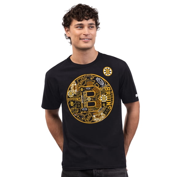Men's Starter Black Boston Bruins Logo Collage T-Shirt