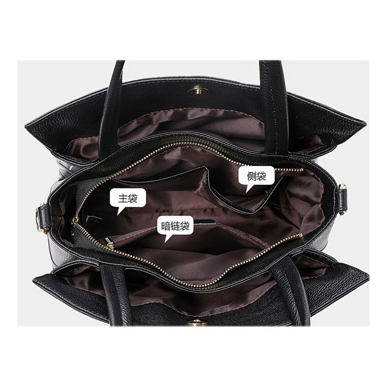 Aidrani Large Capacity Genuine Leather Women's Handbag Black