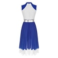 thumbnail image 3 of Sholeno Women Lyrical Dance Dress Sleeveless Asymmetrical Hem Leotard Dresses Ballroom Rhythmic Royal Blue&White L, 3 of 5