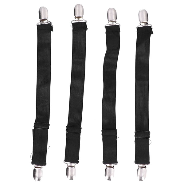 4 Uds sujetadores de sábanas ajustables tirantes banda elástica para sábanas correas Clips soporte negro