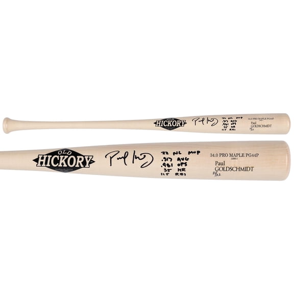Paul Goldschmidt St. Louis Cardinals 2022 NL MVP Autographed Old Hickory Game Model Bat with Multiple Inscriptions - Limited Edition of 22 - Fanatics Authentic Certified