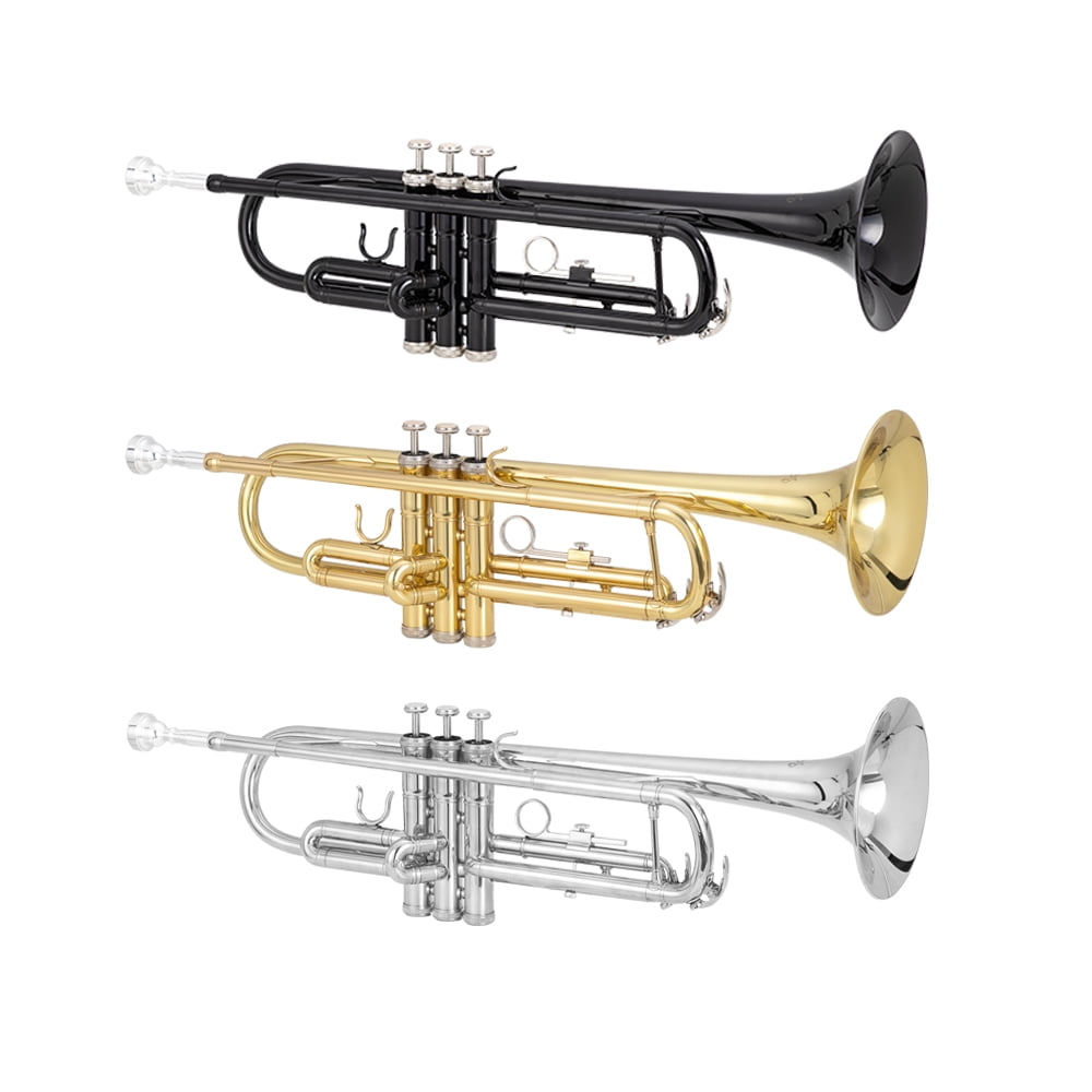 Lowestbest Brass Trumpet with 7C Mouthpiece for Standard Student or Beginner, Silver