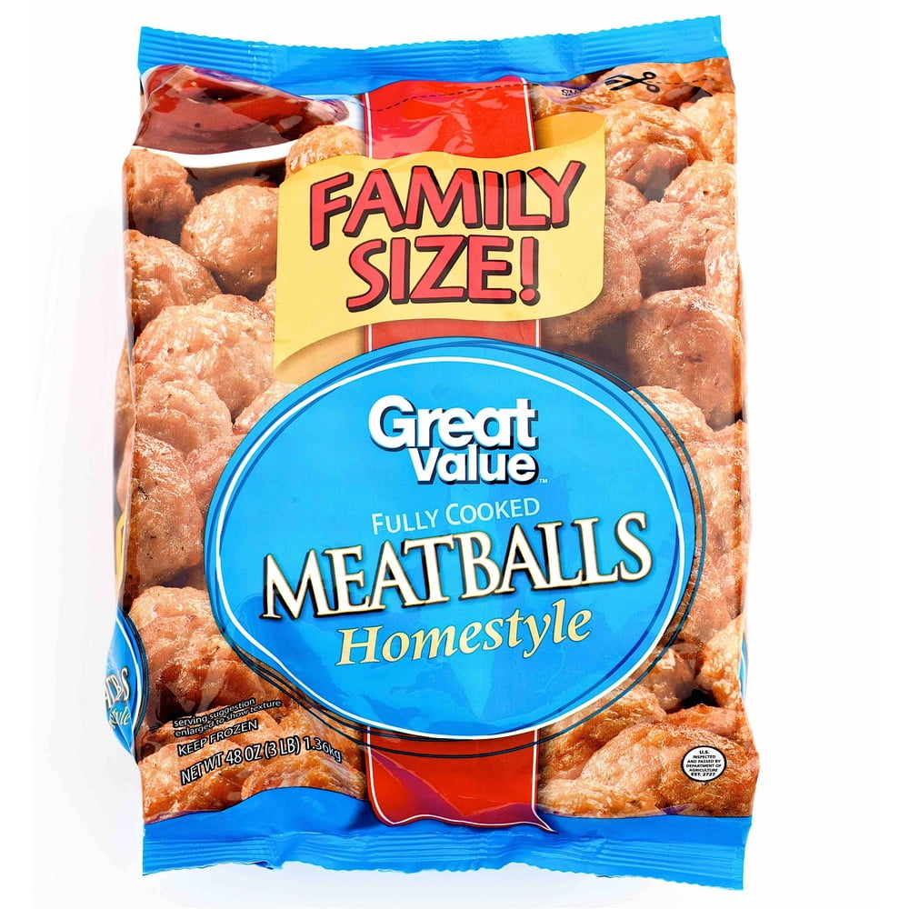 Great Value Fully Cooked Homestyle Meatballs, Family Size, 48 oz