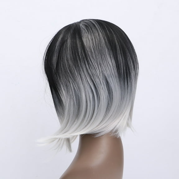 Masteelf High-temperature Synthetic Shoulder Length Fiber 3/ Straight Women's 2 Tones Full Wigs / Hair (Black Light Gray)
