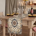 thumbnail image 2 of Boho Navy Blue Brown 72 Inch Table Runner, Geometric Southwestern Classical Farmhouse Dresser Scarf Cotton & Linen Tablerunner for Dining/Kitchen Island/Holiday Party Décor 13" x 72", 2 of 9