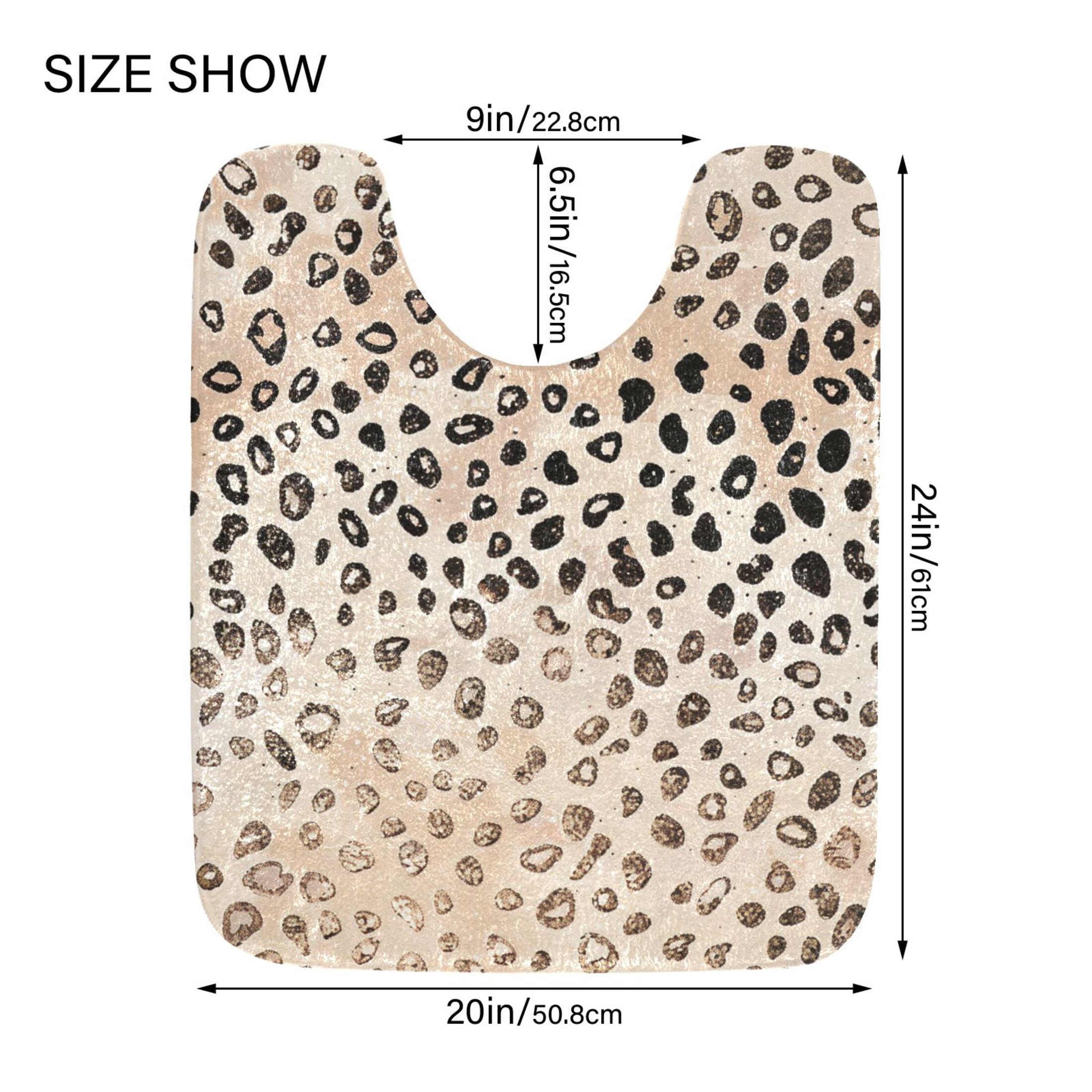Ryvnso Plain Cheetah Glitter Print Bathroom Shaggy Rugs Toilet Mat Soft Contour Rug