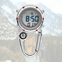 LULULION 1Pc Multifunctional Red Clip on Watch Quartz with Glow Compass for Outdoors