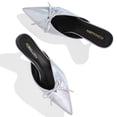 thumbnail image 3 of RONILURN Kitten Heels for Women Heeled Mules Stiletto Pumps Bow Closed Toe Pointed Toe Low Heel Slip on Fashion Metallic Backless Prom Party Dressy, 3 of 8