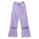 thumbnail image 4 of Pantalones casuales de pierna ancha para mujer - Dobladillo con volantes y ribete de encaje, cordón, poliéster, vacaciones/fiesta, S-XXL, 4 of 4
