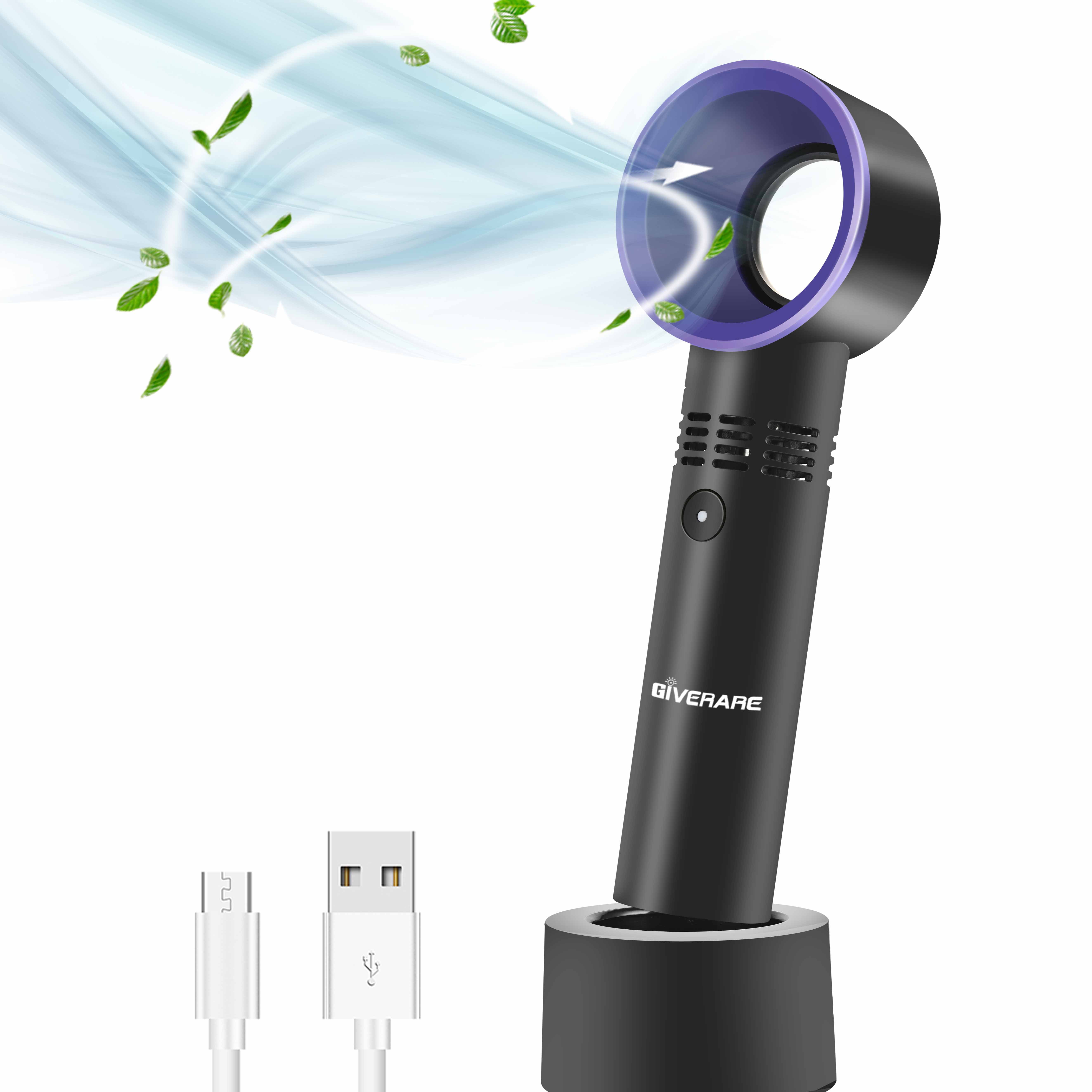GIVERARE Bladeless Handheld Fan, Mini Portable Fan, USB Desk Fan, Personal Fan