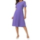 thumbnail image 2 of Vestido plisado A-Line de manga corta para mujer Inspire Chic, vestido midi para el trabajo, color azul púrpura, 2 of 4