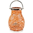 thumbnail image 3 of Northlight Woven Iron Pillar Candle Lantern with Glass Hurricane - 13.5" Orange, 3 of 8