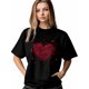 thumbnail image 2 of Camiseta de mujer, camisetas de manga corta, tops casuales, camiseta de cuello redondo con flor de rosa roja para mujer, 2 of 8