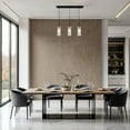 thumbnail image 4 of Kenroy Home Caulford 3-Light Adjustable Height Kitchen Island Light Fixture with Clear Glass Cylinder Shade for Kitchen Island, Dinning Room, Bedroom, Foyer, or Entryway, Black, 4 of 8