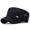 thumbnail image 2 of PMVFHDE Men Leather Patch Flat Top Newsboy Style Hat Adjustable Sun Hat for Casual Outdoor Daily Wear Black, 2 of 9