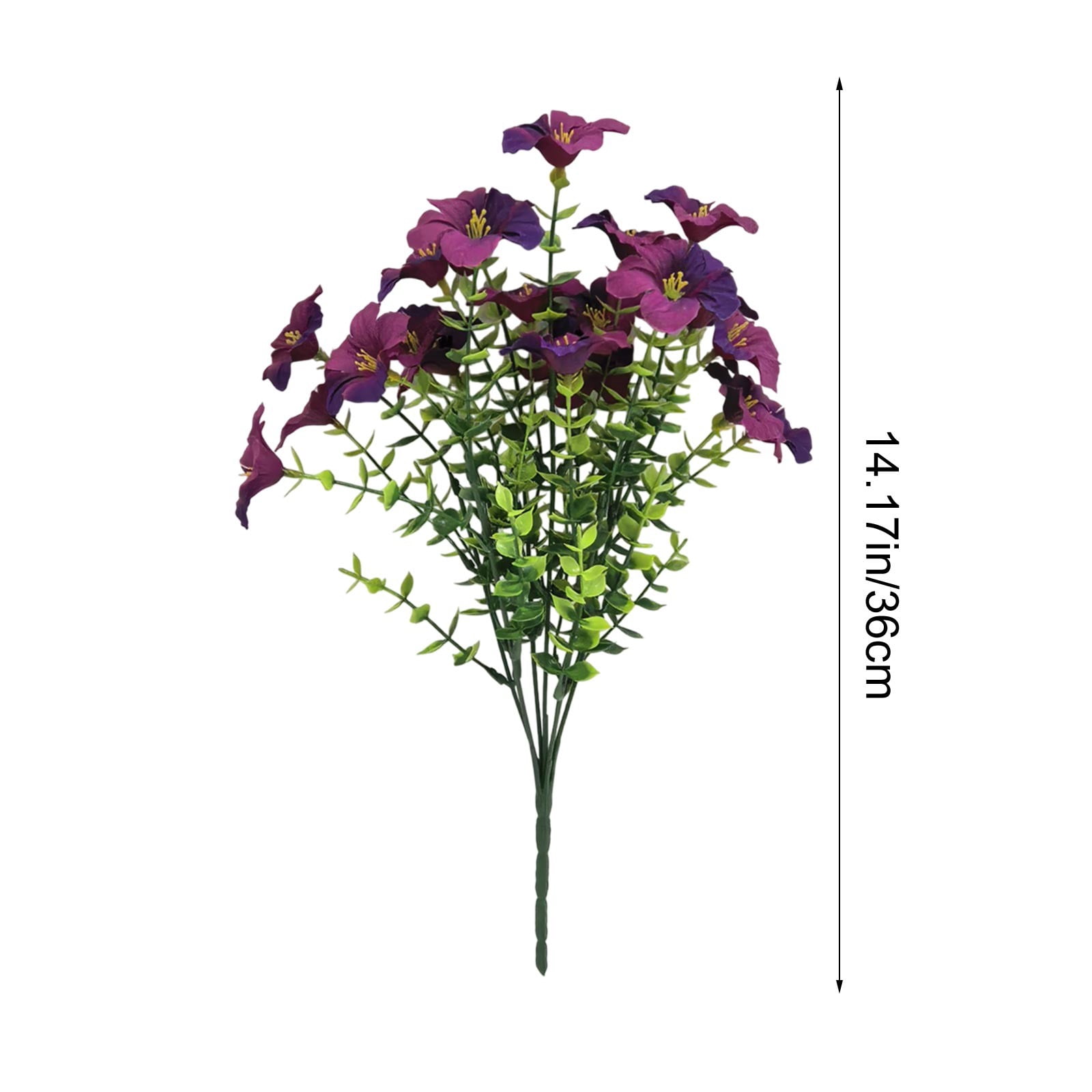 Cififendec Simulation Flowers Plastic Flowers Fake Silk Colorful Flower Bouquet Outdoor Autumn Decoration Realistic UV Outside Faux Plants for Garden Porch Home(Purple)