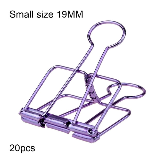 pitrice 20 Pieces Metal Paper Clip Electroplated Solid Color Replacement Home School Examination Papers Clips Accessories Purple 19mm