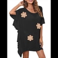 thumbnail image 3 of Traje de Baño de Playa Holgado y con Volantes de Color Liso para Mujer Negro Talla Única, 3 of 8