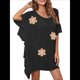 thumbnail image 3 of Traje de Baño de Playa Holgado y con Volantes de Color Liso para Mujer Negro Talla Única, 3 of 8