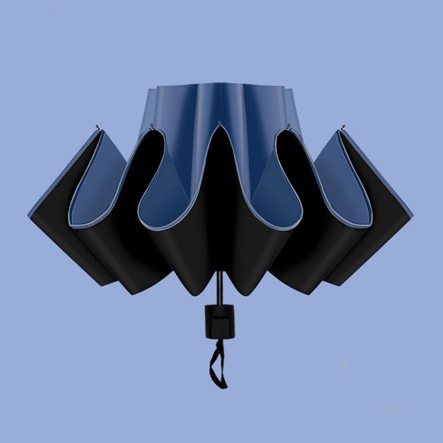 Paraguas automático plegable de doce huesos, paraguas protector solar, paraguas protector solar de goma negra de doble propósito para hombres