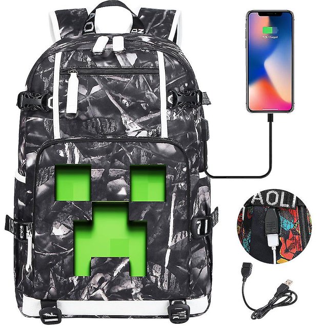 Minecraft Backpack Usb Backpack For Laptop Kids School Bags