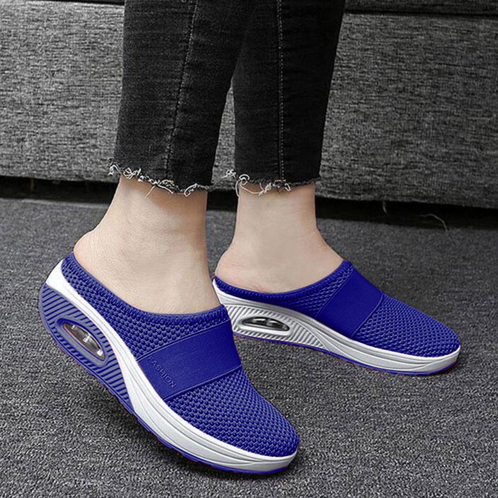 Women's Platform Mesh Sneakers, Air Cushion Sole Running Shoes, Lightweight  Lace Up Sports Shoes - Temu