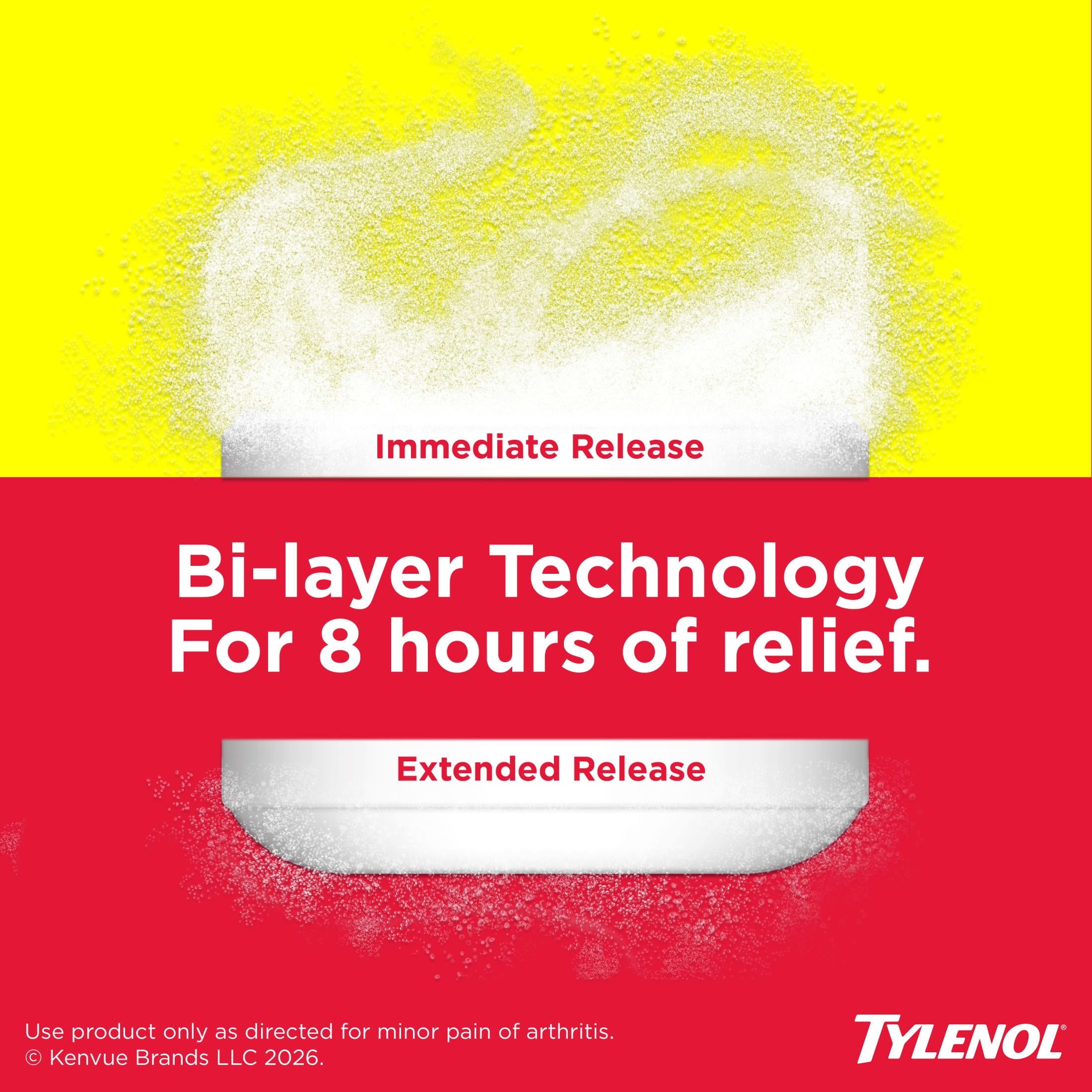 Tylenol 8 Hour Arthritis Fast, Strong Pain Relief, Acetaminophen 650 mg Extended Release, 100 Count