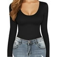 thumbnail image 4 of Women Long Sleeve Shirt Scoop Neck Tops Slim Fit Basic Top Base Layer Tee, 4 of 6