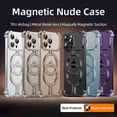 thumbnail image 2 of Alloy Bare Metal Feel Phone Case For iPhone 16 Pro Max Metal 15 14 Frameless Heat Dissipation Cover Magnetic Kickstand, 2 of 8
