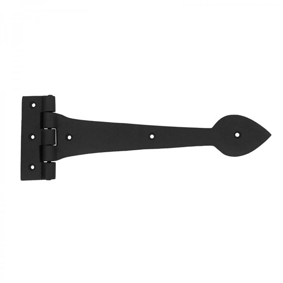 Renovators Supply Manufacturing Gate Hinges 12 in. Black Wrought Iron Spade Tip Strap Hinges for Gates and Doors with Mounting Hardware