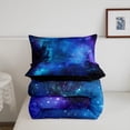 thumbnail image 4 of Purple Galaxy Comforter Moon Star Bedding Sets Full Night Starry Sky Space Comforter Set Reversible Black Nebula Stars Down Comforter with 1 Comforter and 2 Pillow Cases Navy, 4 of 7