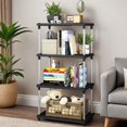thumbnail image 4 of Bxaolu 4-Tier Heavy Duty Plastic Storage Shelving Unit, 100lbs/Shelf (31.5"H x 15.7"W x 8.6"D), Standing Shelf Units for Kitchen, Bathroom, Office,Living Room, Balcony, Kitchen, Black, 4 of 8