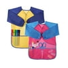 Kids Art Aprons Waterproof Smocks Long Sleeve with 3 Pockets for Age 3-6 Children Painting and Cooking Pack of 2
